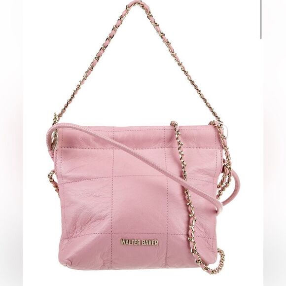 Walter Baker Cleo Mini Leather Crossbody Shoulder Handbag Pink Taffy & Dust Bag - Picture 1 of 9